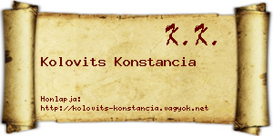 Kolovits Konstancia névjegykártya